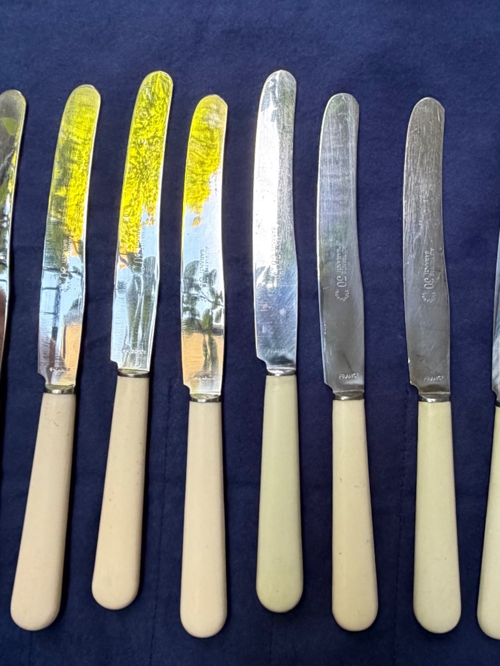Antique French Bakelite / Stainless Steel Dinner Knives, Set of 8
